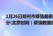 1月26日郑州市疫情最新消息-郑州市截至1月26日12时01分(北京时间）疫情数据统计