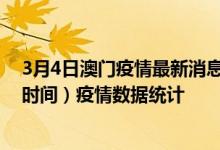 3月4日澳门疫情最新消息-澳门截至3月4日19时30分(北京时间）疫情数据统计