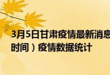 3月5日甘肃疫情最新消息-甘肃截至3月5日00时00分(北京时间）疫情数据统计