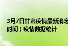 3月7日甘肃疫情最新消息-甘肃截至3月7日04时30分(北京时间）疫情数据统计