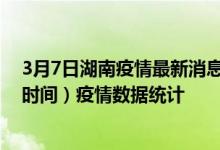 3月7日湖南疫情最新消息-湖南截至3月7日03时00分(北京时间）疫情数据统计