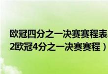 欧冠四分之一决赛赛程表2022（2022欧冠赛程表时间,2022欧冠4分之一决赛赛程）