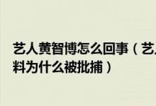 艺人黄智博怎么回事（艺人黄智博被批捕艺人黄智博个人资料为什么被批捕）