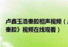 卢鑫玉浩秦腔相声视频（卢鑫玉浩笑傲江湖初赛相声《摇滚秦腔》视频在线观看）