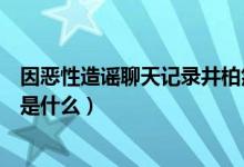 因恶性造谣聊天记录井柏然范冰冰报警（恶性造谣聊天记录是什么）