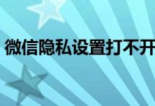 微信隐私设置打不开（微信打不开怎么回事）