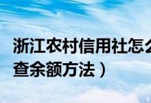 浙江农村信用社怎么查余额（浙江农村信用社查余额方法）