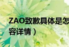 ZAO致歉具体是怎么回事（ZAO致歉完整内容详情）