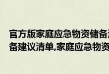 官方版家庭应急物资储备清单公布（上海市家庭应急物资储备建议清单,家庭应急物资储备清单）