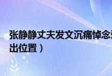 张静静丈夫发文沉痛悼念爱妻（张静静丈夫吃饭特意给她留出位置）