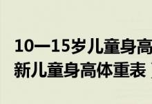 10一15岁儿童身高表2022年（2021-22年最新儿童身高体重表）