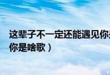 这辈子不一定还能遇见你是什么歌（这辈子不一定还能遇见你是啥歌）