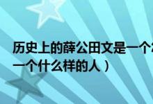 历史上的薛公田文是一个怎么样的人（历史上的薛公田文是一个什么样的人）