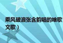 乘风破浪张含韵唱的啥歌（乘风破浪张含韵唱的是哪一首英文歌）