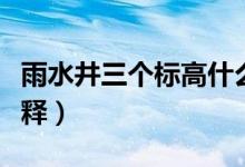 雨水井三个标高什么意思（雨水井三个标高解释）