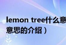 lemon tree什么意思（关于lemon tree什么意思的介绍）