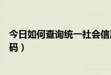 今日如何查询统一社会信用代码（如何查询统一社会信用代码）