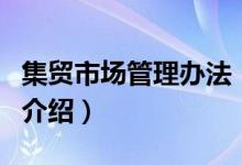 集贸市场管理办法（关于集贸市场管理办法的介绍）