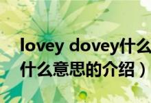 lovey dovey什么意思（关于lovey dovey什么意思的介绍）