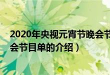 2020年央视元宵节晚会节目单（关于2020年央视元宵节晚会节目单的介绍）