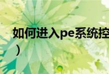 如何进入pe系统控制面板（如何进入pe系统）