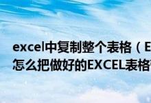 excel中复制整个表格（EXCEL如何复制整个表格包括格式 怎么把做好的EXCEL表格带）