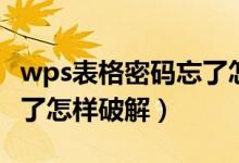 wps表格密码忘了怎么解（wps表格密码忘记了怎样破解）