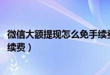 微信大额提现怎么免手续费2020（微信大额提现怎么避免手续费）