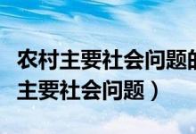 农村主要社会问题的现状成因解决对策（农村主要社会问题）