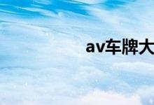 av车牌大全（av车牌）