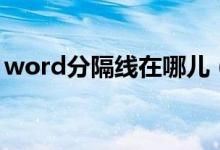 word分隔线在哪儿（word分隔线怎么设置）