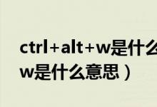 ctrl+alt+w是什么快捷键（千万不要按ctrl w是什么意思）