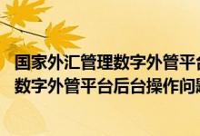 国家外汇管理数字外管平台 申报保存不了（国际外汇管理局数字外管平台后台操作问题）