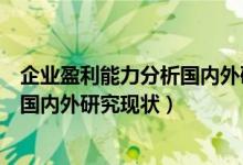 企业盈利能力分析国内外研究现状论述（企业盈利能力分析国内外研究现状）