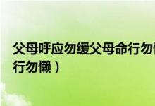 父母呼应勿缓父母命行勿懒的读后感（父母呼应勿缓父母命行勿懒）