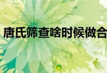 唐氏筛查啥时候做合适（唐氏筛查啥时候做）