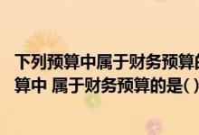 下列预算中属于财务预算的是a销售预算b生产预算（下列预算中 属于财务预算的是( )）