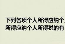 下列各项个人所得应纳个人所得税的有哪些（下列各项个人所得应纳个人所得税的有）