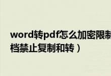 word转pdf怎么加密限制修改（如何将word转换成pdf文档禁止复制和转）