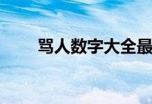 骂人数字大全最牛（骂人数字大全）