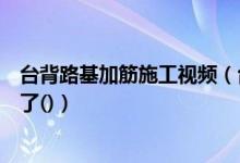 台背路基加筋施工视频（台背路基填土加筋的主要目的是为了()）