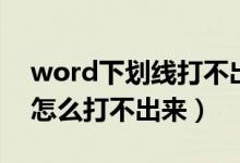 word下划线打不出来怎么办（word下划线怎么打不出来）