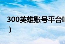 300英雄账号平台吧（300英雄注册账号格式）