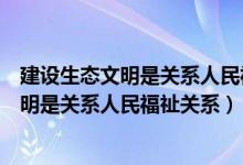 建设生态文明是关系人民福祉关系什么的打击（建设生态文明是关系人民福祉关系）