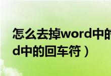 怎么去掉word中的回车符号（如何去掉word中的回车符）