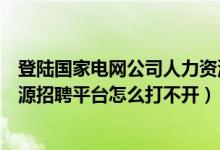 登陆国家电网公司人力资源招聘平台（国家电网公司人力资源招聘平台怎么打不开）