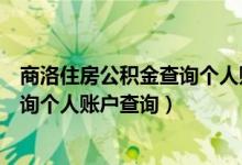 商洛住房公积金查询个人账户查询不到（商洛住房公积金查询个人账户查询）