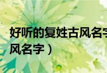 好听的复姓古风名字男双胞胎（好听的复姓古风名字）