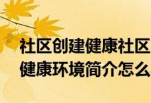 社区创建健康社区简介500字（2017年社区健康环境简介怎么写）