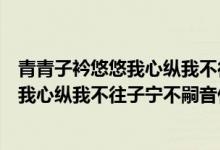 青青子衿悠悠我心纵我不往子宁不嗣音出自（青青子衿悠悠我心纵我不往子宁不嗣音什么意思）